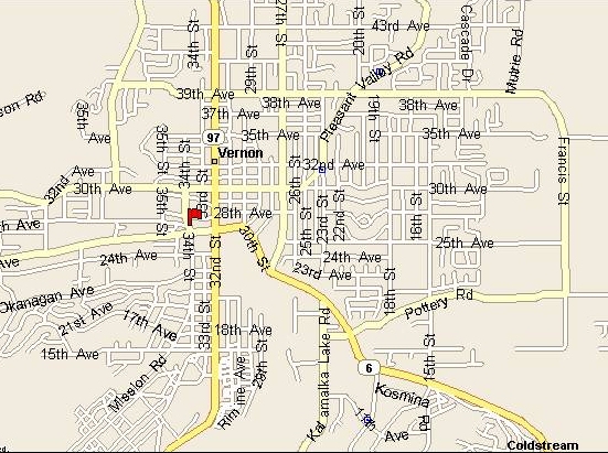 Map to the Vernon Canadian Medical Supplies Store